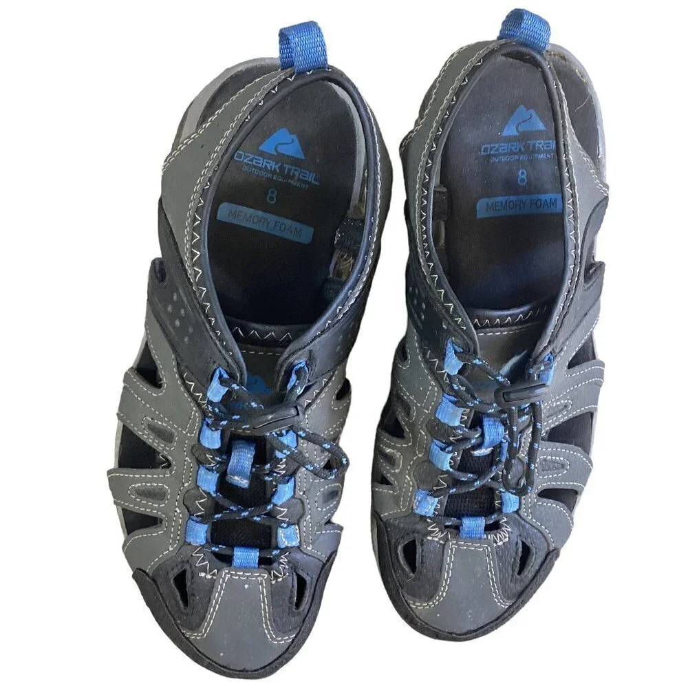 Ozark‎ Trail Men's Closed Toe Fisherman Sandals Hiking Sz 8 Gray/Black/Blue 263D